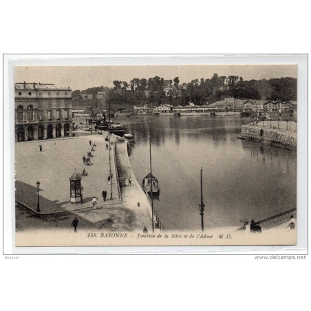 Tarjeta postal bayona jonction de la nive et de ladour
