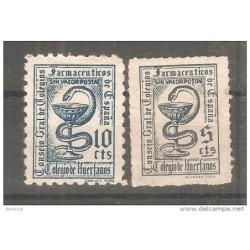 2 sellos  consejo general de colegios farmaceuticos 5 cts  y 10cts