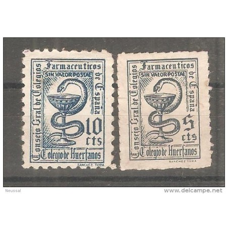 2 sellos  consejo general de colegios farmaceuticos 5 cts  y 10cts