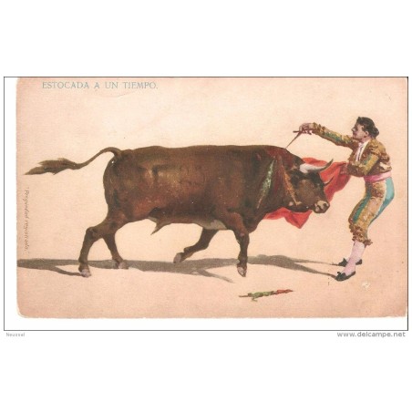 Tarjeta de toros estocada a un tiempo