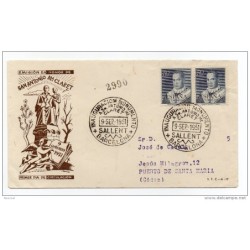 Carta con matasello  inaguracion monumento claret sallent 1951