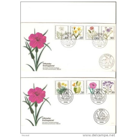 2 cartas de alemania de 1980  flores