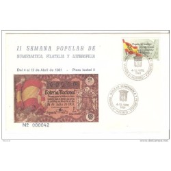 Carta con matasello semana popular de numismatica  Madrid