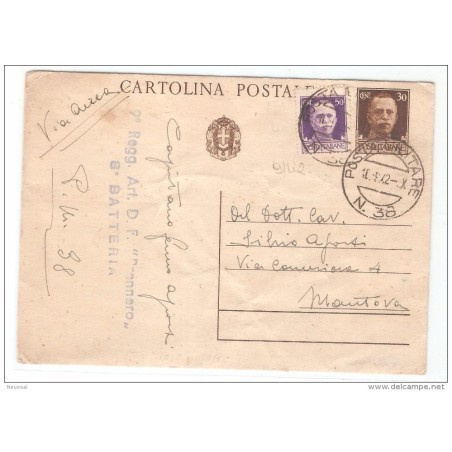Tarjeta postal   con matasellos 9 regimiento art  df  prenero 8 bateria 1942