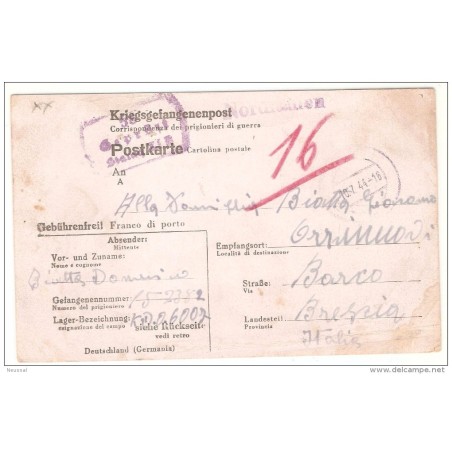 Tarjeta  prisionero de guerra de 1944