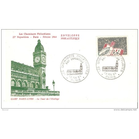 Carta de  la tour de lhorloge  1964 tematica tren