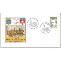 Carta de  saint etiennelyon  1982  tematica tren