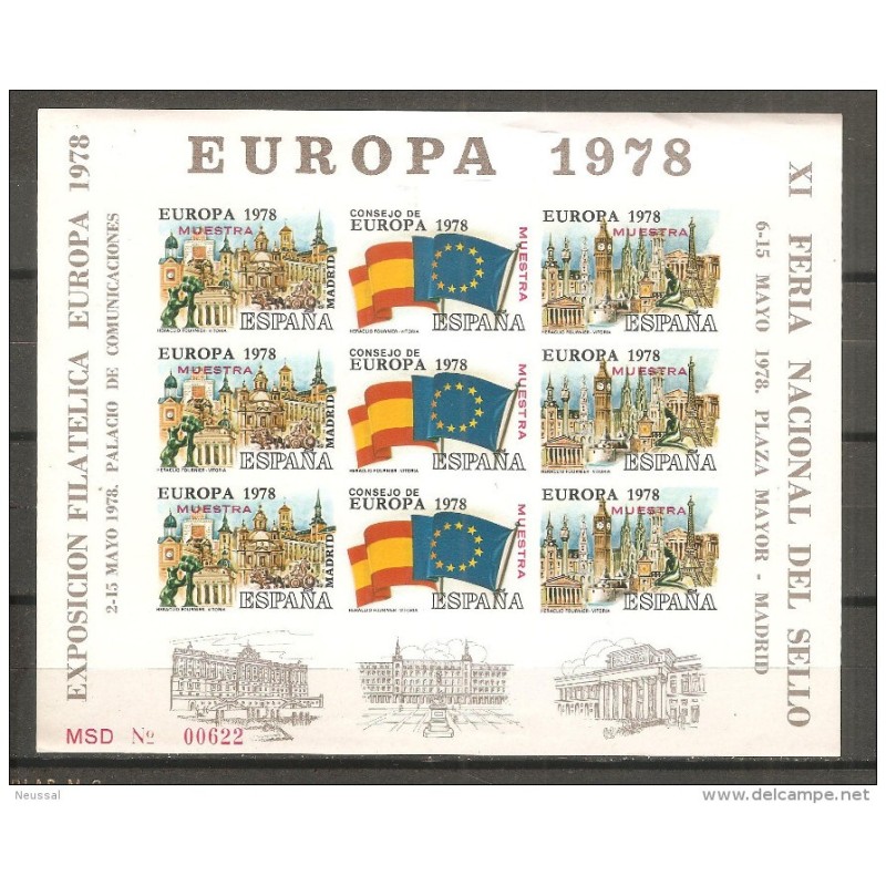 Hojita commemorativa de Europa 1978 sin dentar muestra Hojita commemorativa de Europa 1978 sin dentar muestra