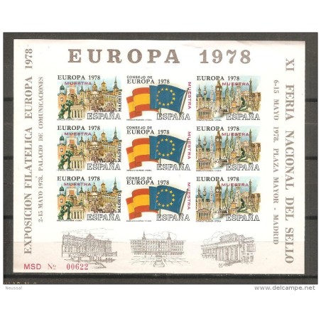 Hojita commemorativa de Europa 1978 sin dentar muestra