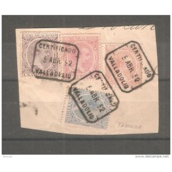 Fragmento  de 4 sellos con matasello de valladolid
