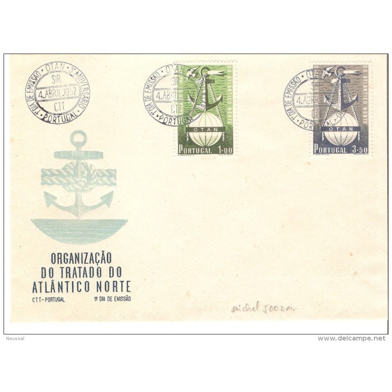 Sobre de primer dia portugal de 1952 Tratado atlantico norte Sobre de primer dia portugal de 1952 Tratado atlantico norte