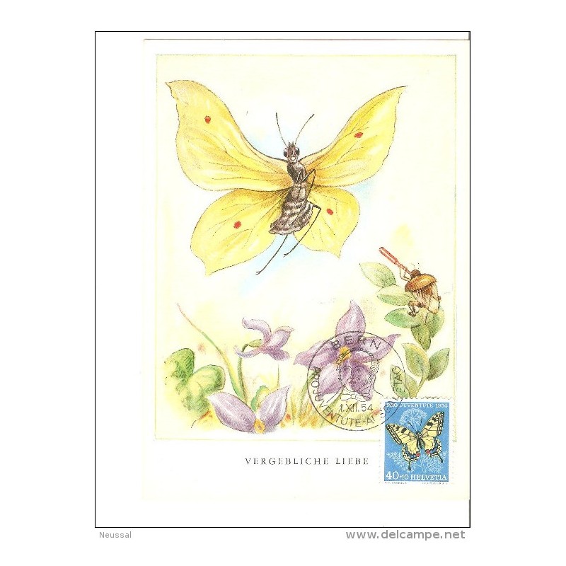 Tarjeta de mariposas suiza 1954 Tarjeta de mariposas suiza 1954