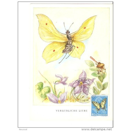 Tarjeta  de mariposas suiza 1954